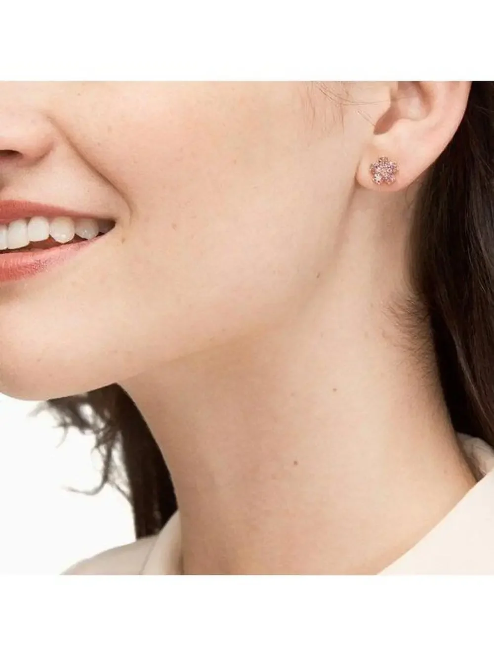 Kate Spade Flower Studs Earrings Gold Light Pink